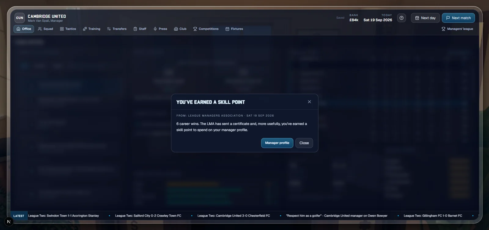 Earn skill points