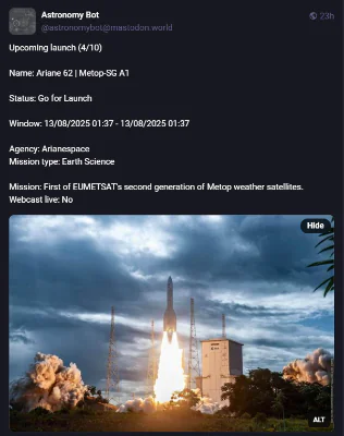 Screenshot of Astronomy Bot project