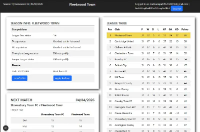 Screenshot of MVS Football Manager v1 project